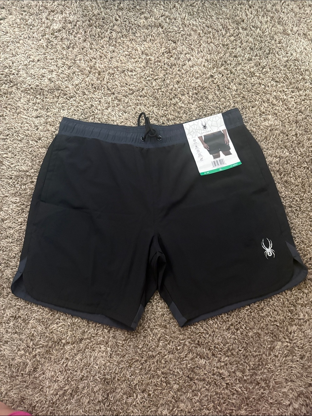 Spyder Black Shorts with Dark Gray Waist and Hem